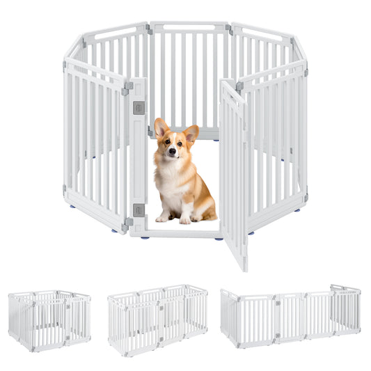 31.5" Height 8-Panel Dog Playpen, White Pet Gate White at Gallery Canada