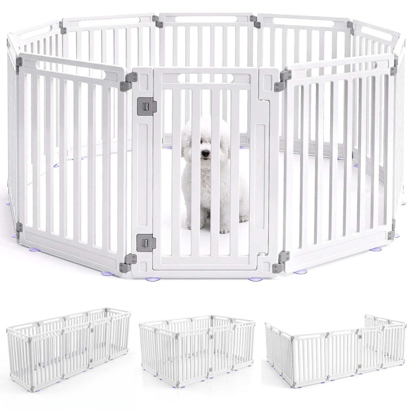 31.5" Height Indoor Outdoor Dog Playpen, 10 Panels, White