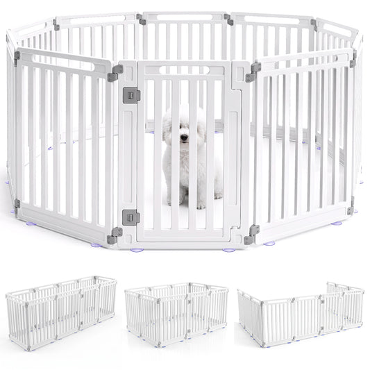 31.5" Height Indoor Outdoor Dog Playpen, 10 Panels, White Pet Gate White at Gallery Canada