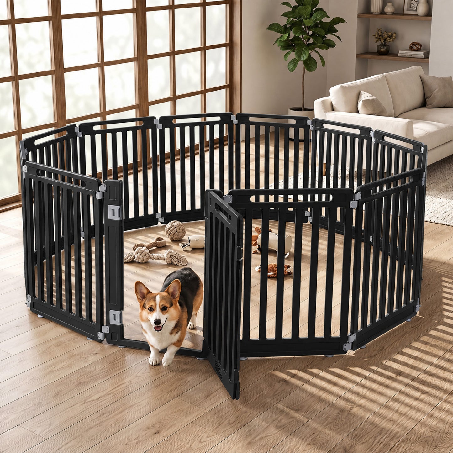 31.5" Hauteur Parc pour chien intérieur/extérieur, 12 panneaux, Noir