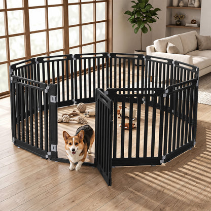31.5" Hauteur Parc pour chien intérieur/extérieur, 12 panneaux, Noir