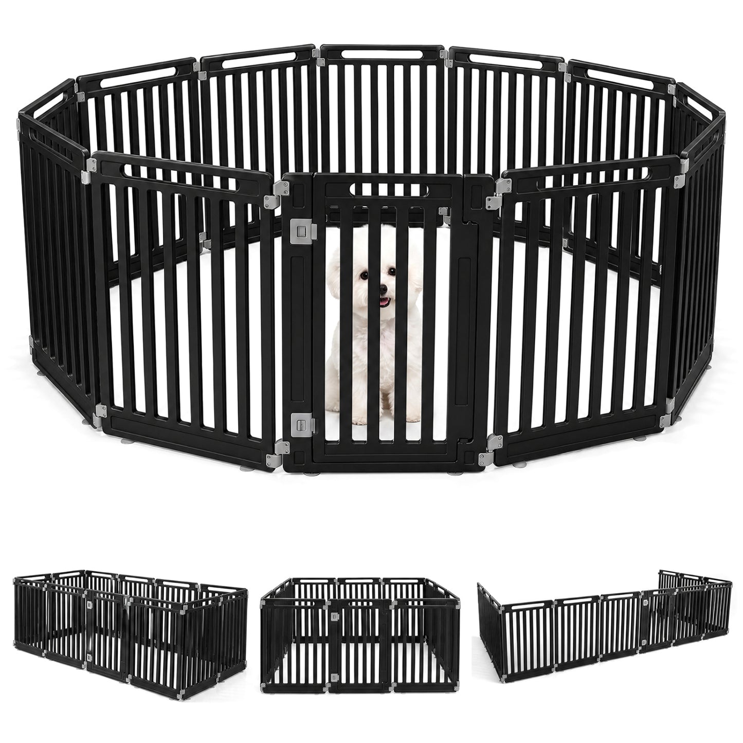 31.5" Hauteur Parc pour chien intérieur/extérieur, 12 panneaux, Noir