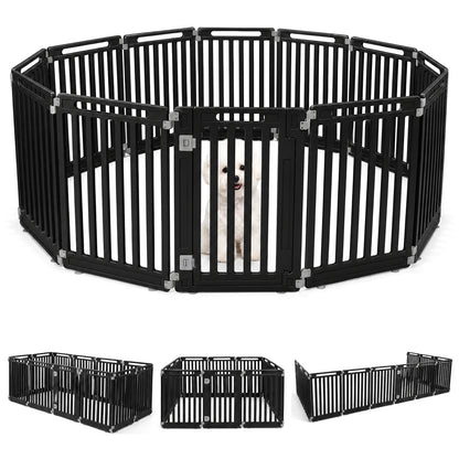 31.5" Hauteur Parc pour chien intérieur/extérieur, 12 panneaux, Noir