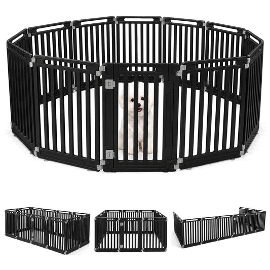 31.5" Height Indoor Outdoor Dog Playpen, 12 Panels, Black Pet Gate Black at Gallery Canada