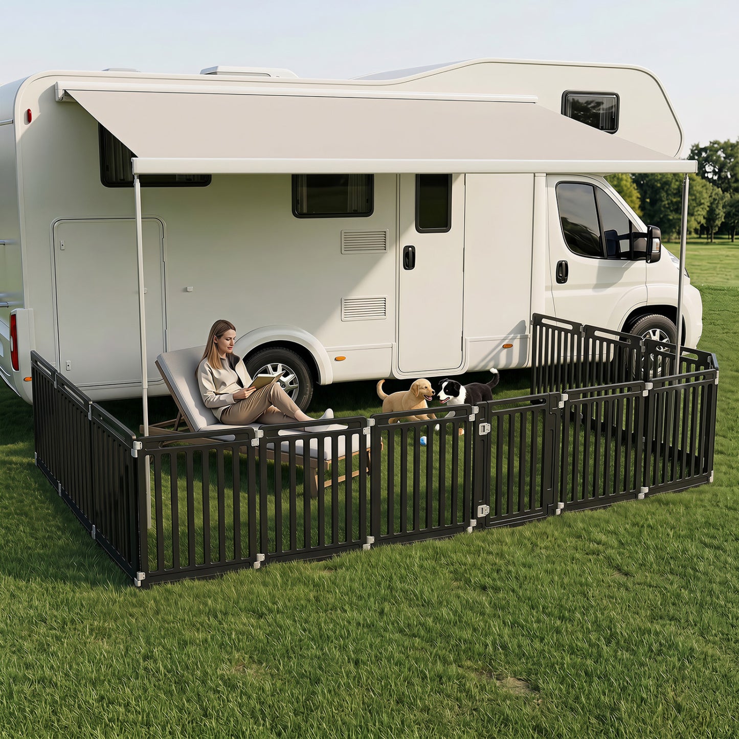 31.5" Hauteur Parc pour chien intérieur/extérieur, 12 panneaux, Noir