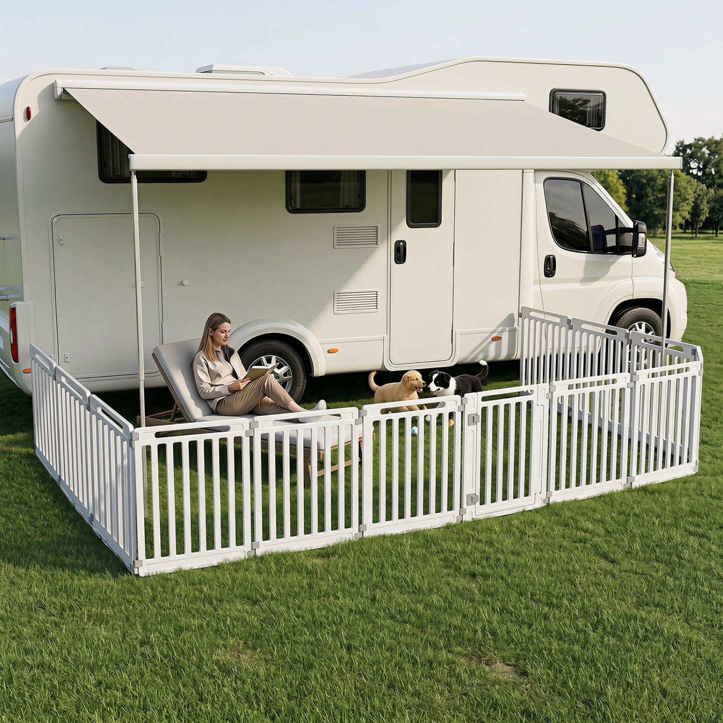 31.5" Height Indoor Outdoor Dog Playpen, 12 Panels, White