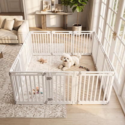 31.5" Height Indoor Outdoor Dog Playpen, 12 Panels, White