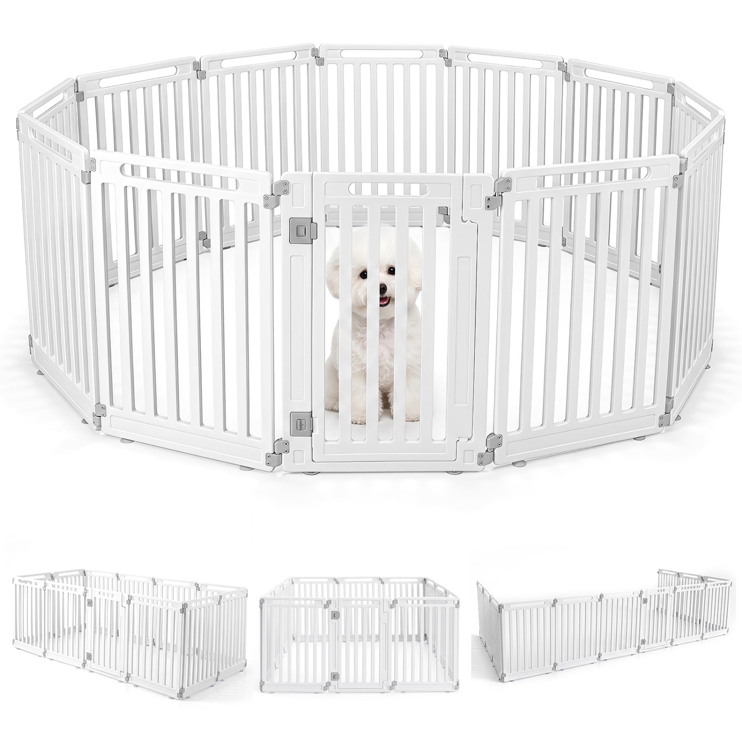 31.5" Height Indoor Outdoor Dog Playpen, 12 Panels, White