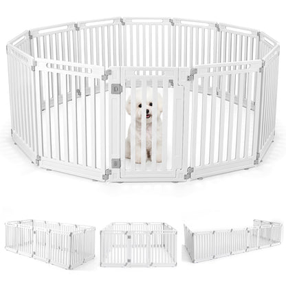 31.5" Height Indoor Outdoor Dog Playpen, 12 Panels, White