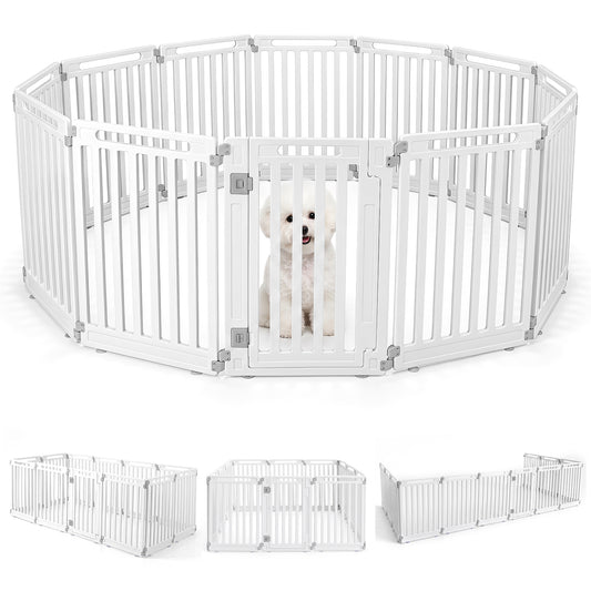 31.5" Height Indoor Outdoor Dog Playpen, 12 Panels, White Pet Gate White at Gallery Canada