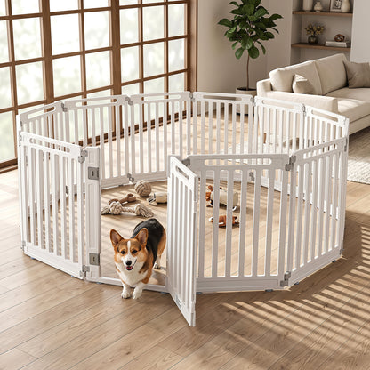 31.5" Height Indoor Outdoor Dog Playpen, 12 Panels, White