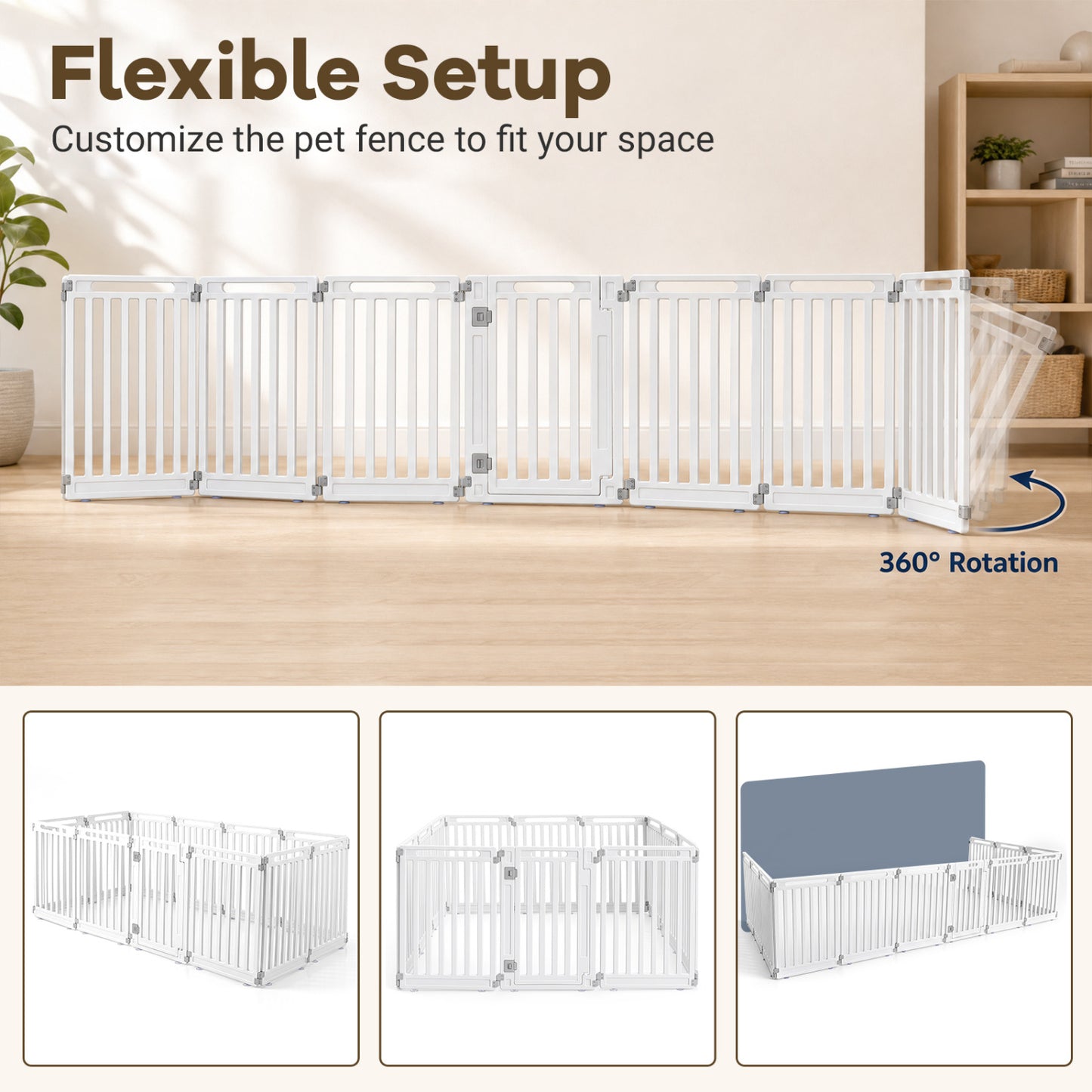 31.5" Height Indoor Outdoor Dog Playpen, 12 Panels, White