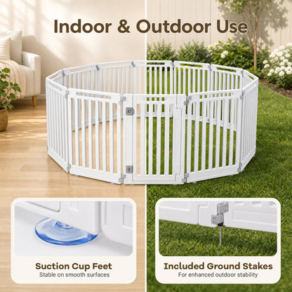 31.5" Height Indoor Outdoor Dog Playpen, 12 Panels, White