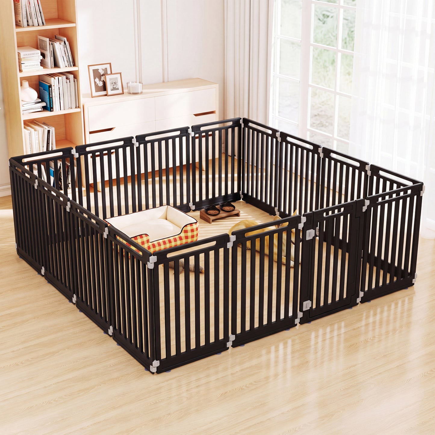 Parc pour chiens intérieur/extérieur de 31,5" de hauteur, 16 panneaux, noir