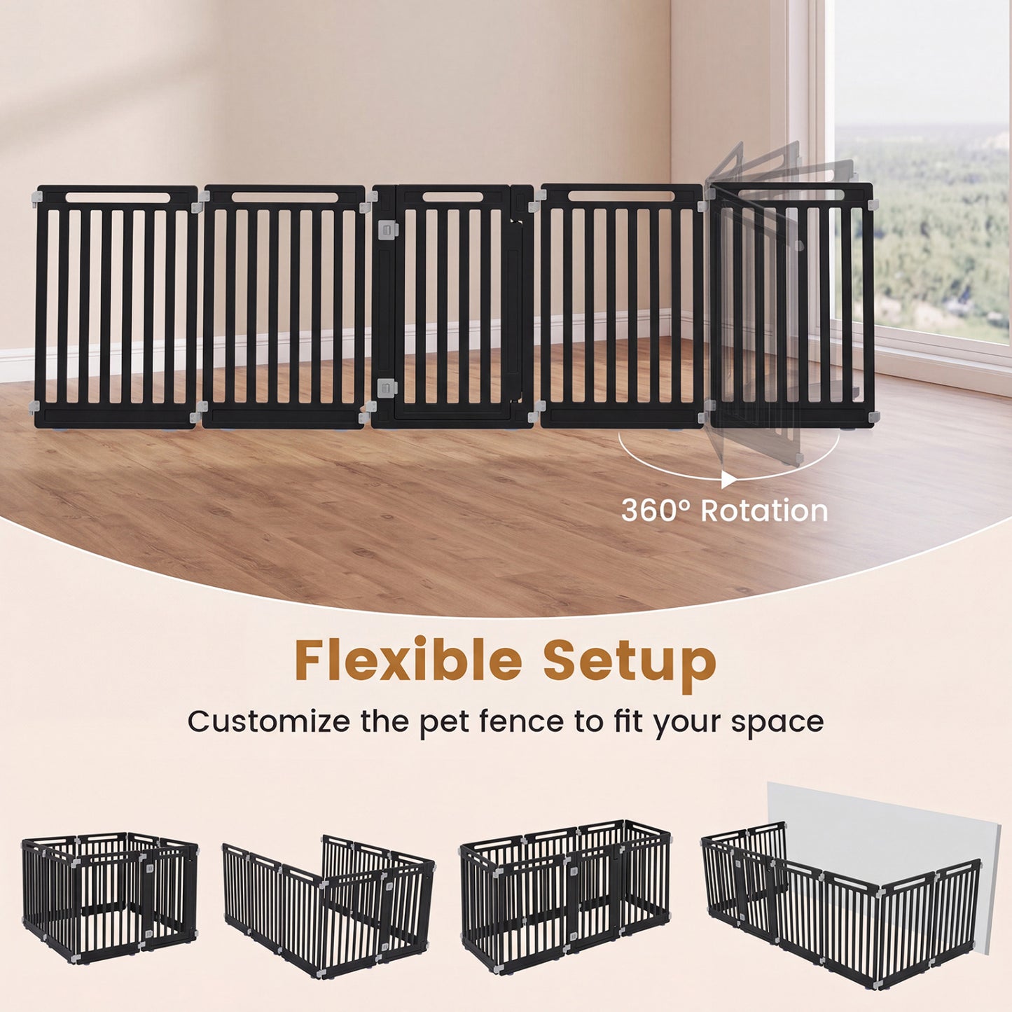 Parc pour chiens intérieur/extérieur de 31,5" de hauteur, 16 panneaux, noir
