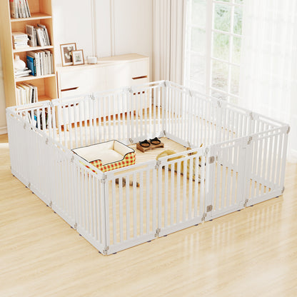 31.5" Indoor Outdoor Dog Playpen, 16 Panels, White