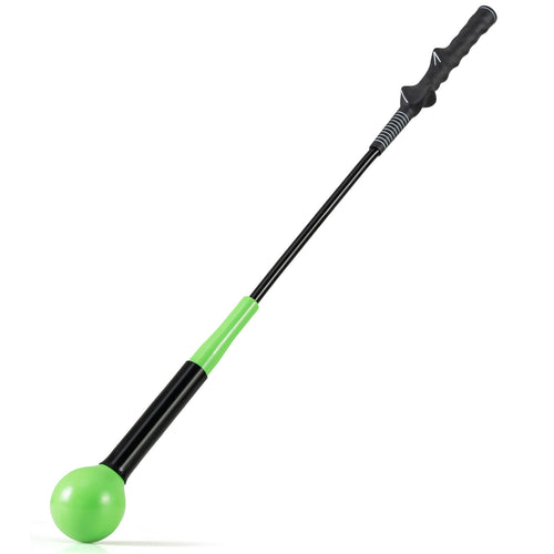 31.5 Inch Golf Swing Trainer Aid with Weighted Head for Grip  Rhythm  Balance, Green