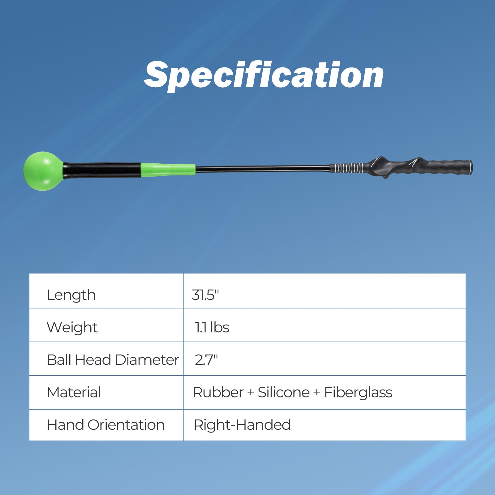 31.5 Inch Golf Swing Trainer Aid with Weighted Head for Grip Rhythm Balance, Green Golf at Gallery Canada