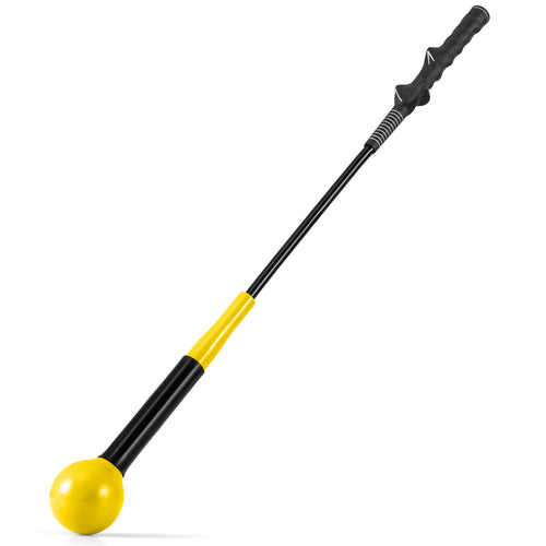 31.5 Inch Golf Swing Trainer Aid with Weighted Head for Grip  Rhythm  Balance, Yellow