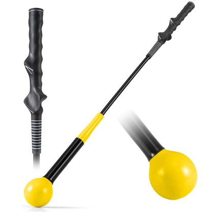 31.5 Inch Golf Swing Trainer Aid with Weighted Head for Grip Rhythm Balance, Yellow Golf at Gallery Canada