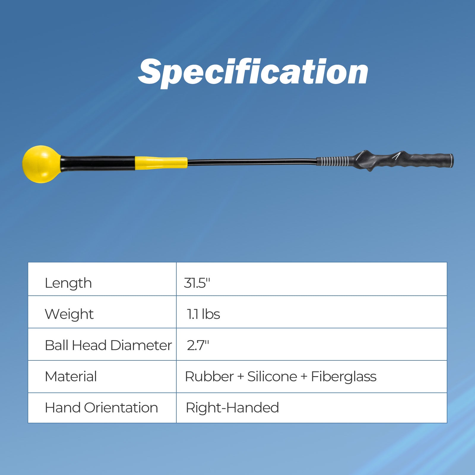 31.5 Inch Golf Swing Trainer Aid with Weighted Head for Grip Rhythm Balance, Yellow Golf at Gallery Canada
