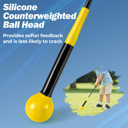 31.5 Inch Golf Swing Trainer Aid with Weighted Head for Grip Rhythm Balance, Yellow Golf at Gallery Canada