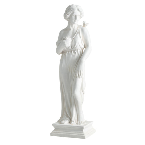 31.5 Inch Greek Goddess Statue, Antique Finish, Column Base, White