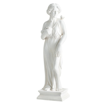 31.5 Inch Greek Goddess Statue, Antique Finish, Column Base, White Outdoor Decor White at Gallery Canada
