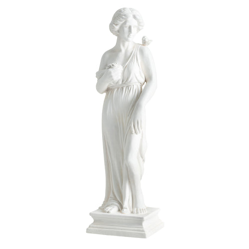 31.5 Inch Greek Goddess Statue, Antique Finish, Column Base, White