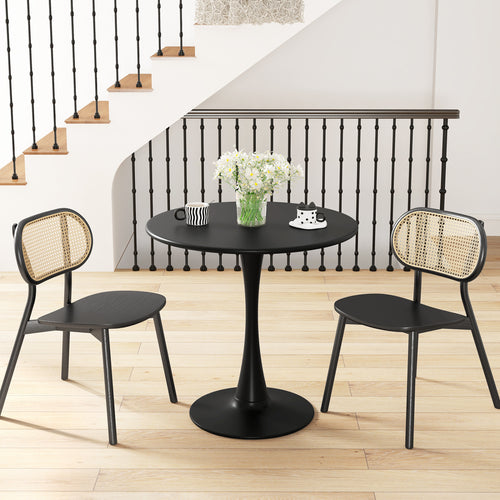 31.5 Inch Round Dining Table, Anti-Slip PP Ring, Black