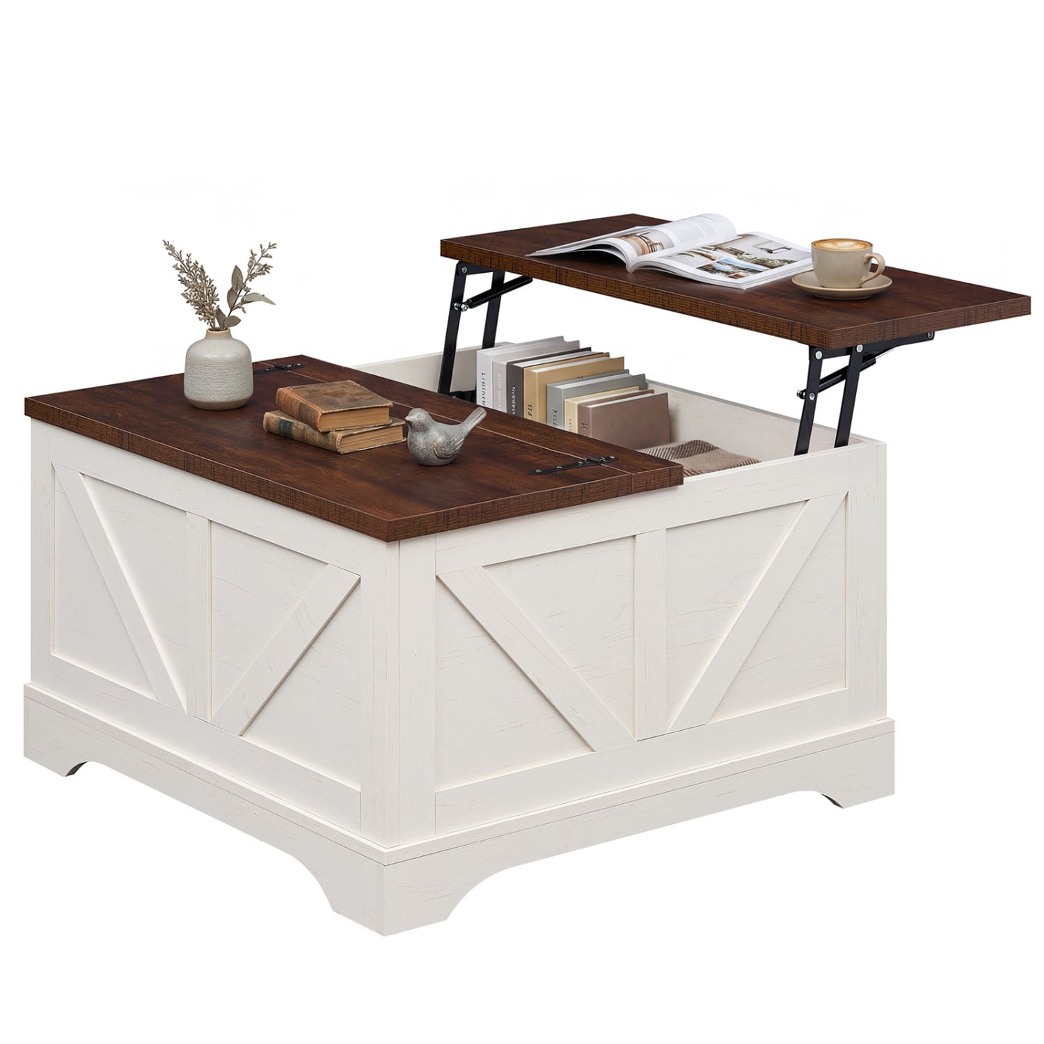 31.5 In Square Coffee Table with Lift Top Storage, Rustic Brown Coffee Tables at Gallery Canada