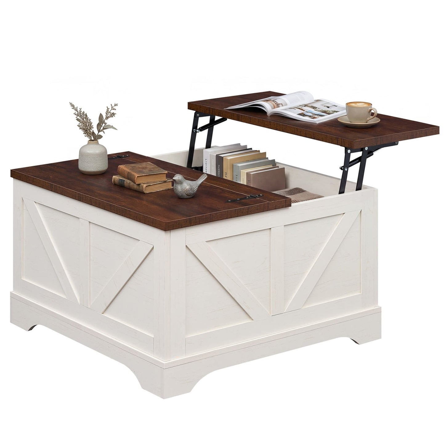31.5 In Square Coffee Table with Lift Top Storage, Rustic Brown Coffee Tables at Gallery Canada