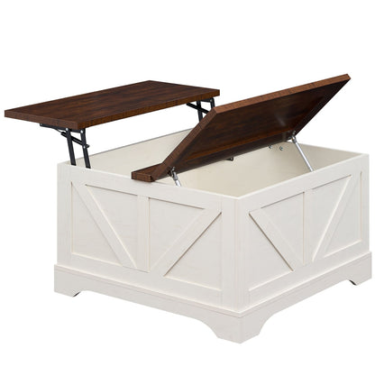31.5 In Square Coffee Table with Lift Top Storage, Rustic Brown Coffee Tables at Gallery Canada