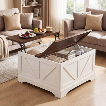 31.5 In Square Coffee Table with Lift Top Storage, Rustic Brown Coffee Tables at Gallery Canada