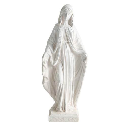 Virgin Mary Statue, 31.5 Inch, Aged Finish, Yard Patio, White