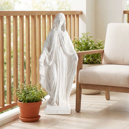 Virgin Mary Statue, 31.5 Inch, Aged Finish, Yard Patio, White Outdoor Decor at Gallery Canada