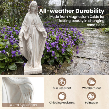 Virgin Mary Statue, 31.5 Inch, Aged Finish, Yard Patio, White Outdoor Decor at Gallery Canada