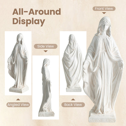 Virgin Mary Statue, 31.5 Inch, Aged Finish, Yard Patio, White Outdoor Decor at Gallery Canada