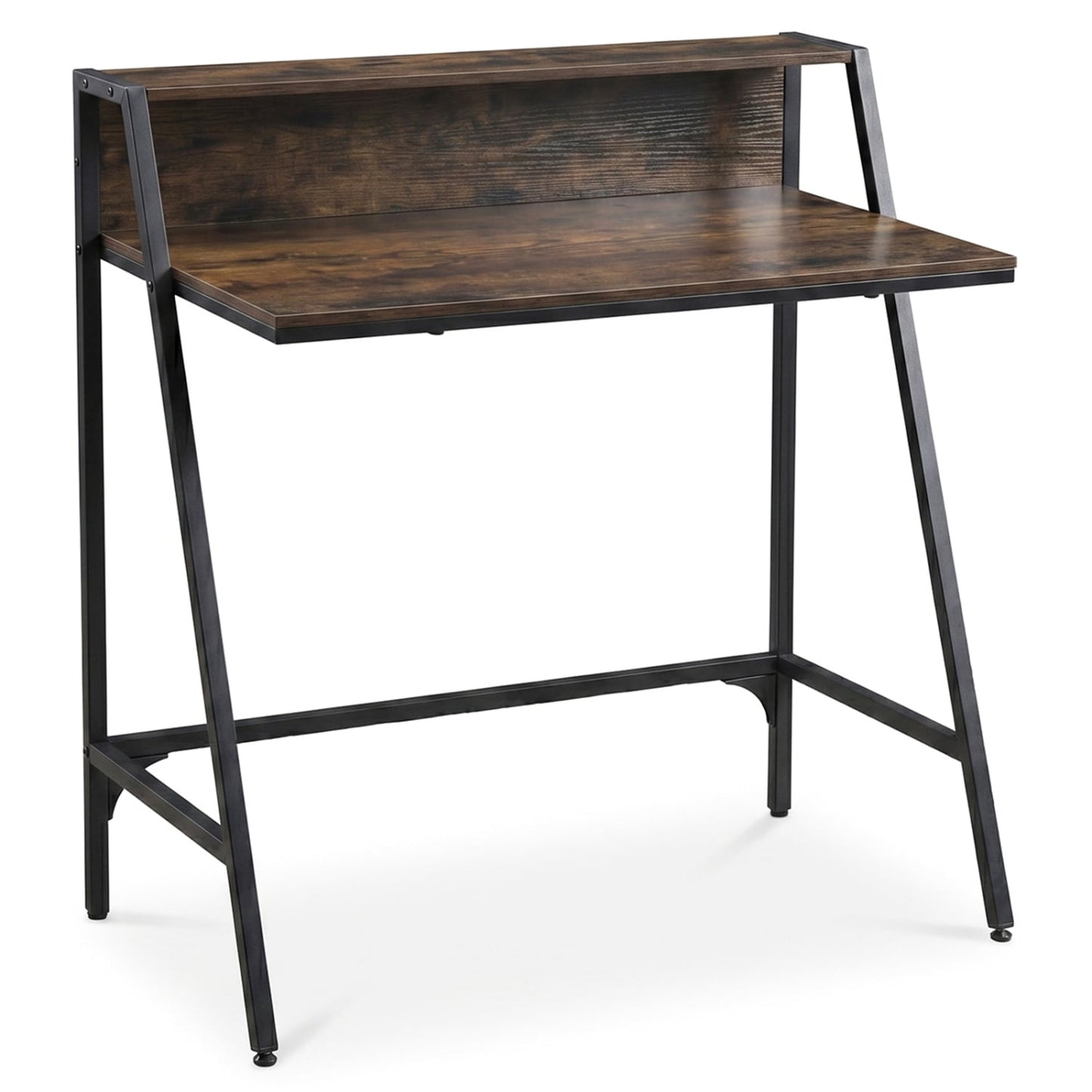 Industrial Desk With Raised Shelf, 31.5", Rustic Brown Computer Desks at Gallery Canada