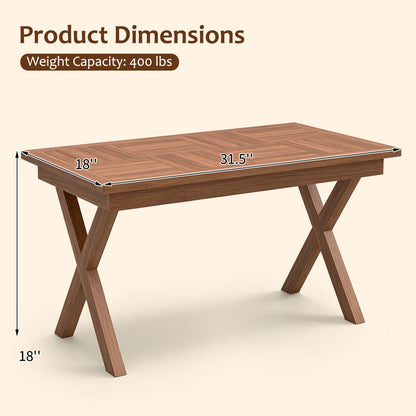 31.5" Teak Wood Outdoor Coffee Table, Slatted Patio Top