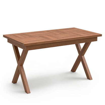 31.5" Teak Wood Outdoor Coffee Table, Slatted Patio Top