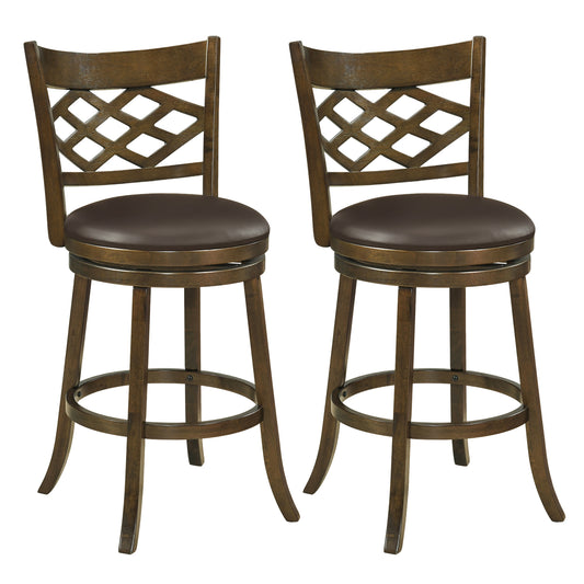 31 Inch Counter Height Bar Stools Set of 2 with Rubber Wood Frame, Brown Bar Stools Brown at Gallery Canada