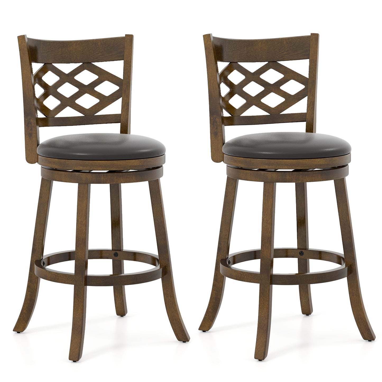 31 Inch Counter Height Bar Stools Set of 2 with Rubber Wood Frame, Brown Bar Stools at Gallery Canada