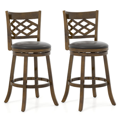 31 Inch Counter Height Bar Stools Set of 2 with Rubber Wood Frame, Brown Bar Stools at Gallery Canada