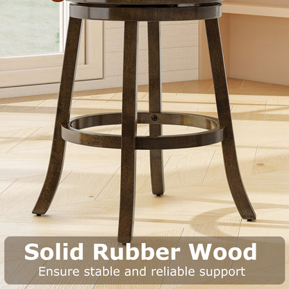 31 Inch Counter Height Bar Stools Set of 2 with Rubber Wood Frame, Brown Bar Stools at Gallery Canada