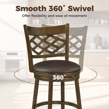 31 Inch Counter Height Bar Stools Set of 2 with Rubber Wood Frame, Brown Bar Stools at Gallery Canada