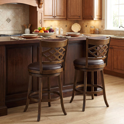 31 Inch Counter Height Bar Stools Set of 2 with Rubber Wood Frame, Brown Bar Stools at Gallery Canada