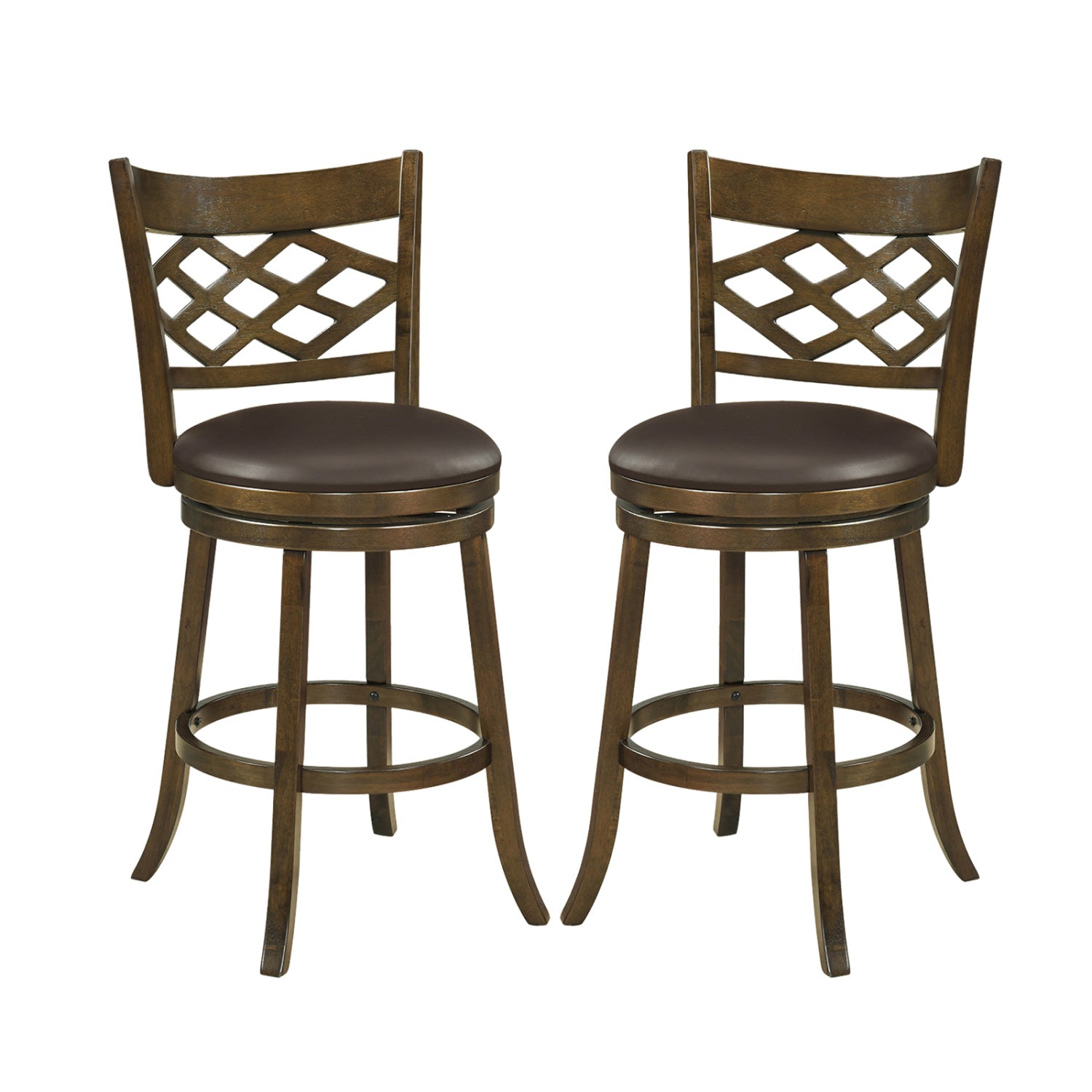 31 Inch Counter Height Bar Stools Set of 2 with Rubber Wood Frame, Brown Bar Stools at Gallery Canada