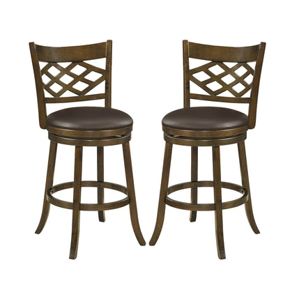 31 Inch Counter Height Bar Stools Set of 2 with Rubber Wood Frame, Brown Bar Stools Brown at Gallery Canada