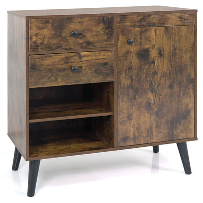 31" Sideboard Cabinet with 2 Open Compartments and 2 Drawers, Rustic Brown Sideboards Cabinets & Buffets Rustic Brown at Gallery Canada